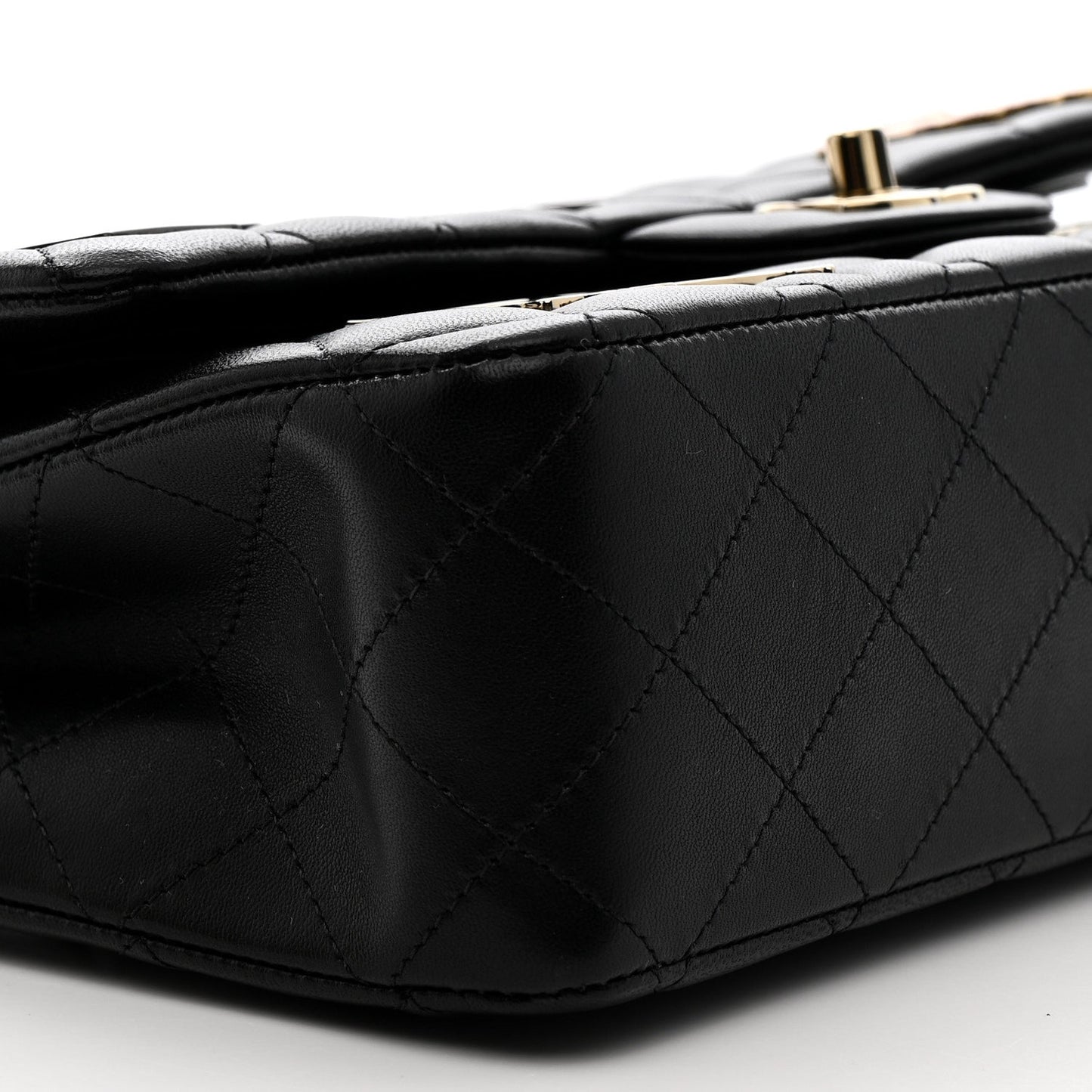 Lambskin Quilted Medium Hollywood Charms Double Flap Black