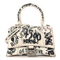 Smooth Calfskin Graffiti Hourglass Top Handle Bag XS White Black