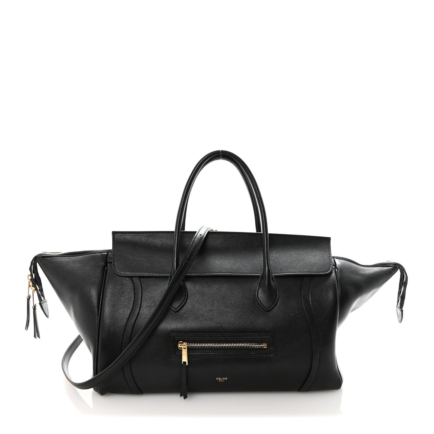 Supple Shiny Lambskin Luggage Black