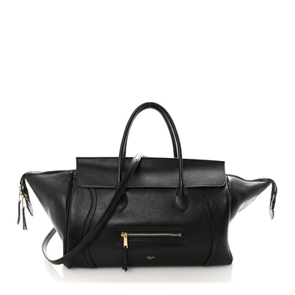 Supple Shiny Lambskin Luggage Black
