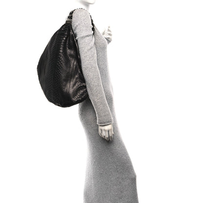 Snakeskin Rock and Chain Hobo Black