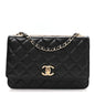 Lambskin Quilted Trendy CC Wallet On Chain WOC Black