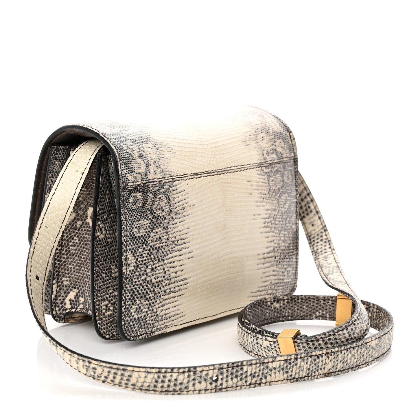 Lizard Small Classic Box Flap Bag Natural
