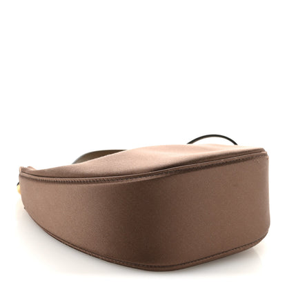 Satin Crystal Mini Vlogo Moon Bag Brown