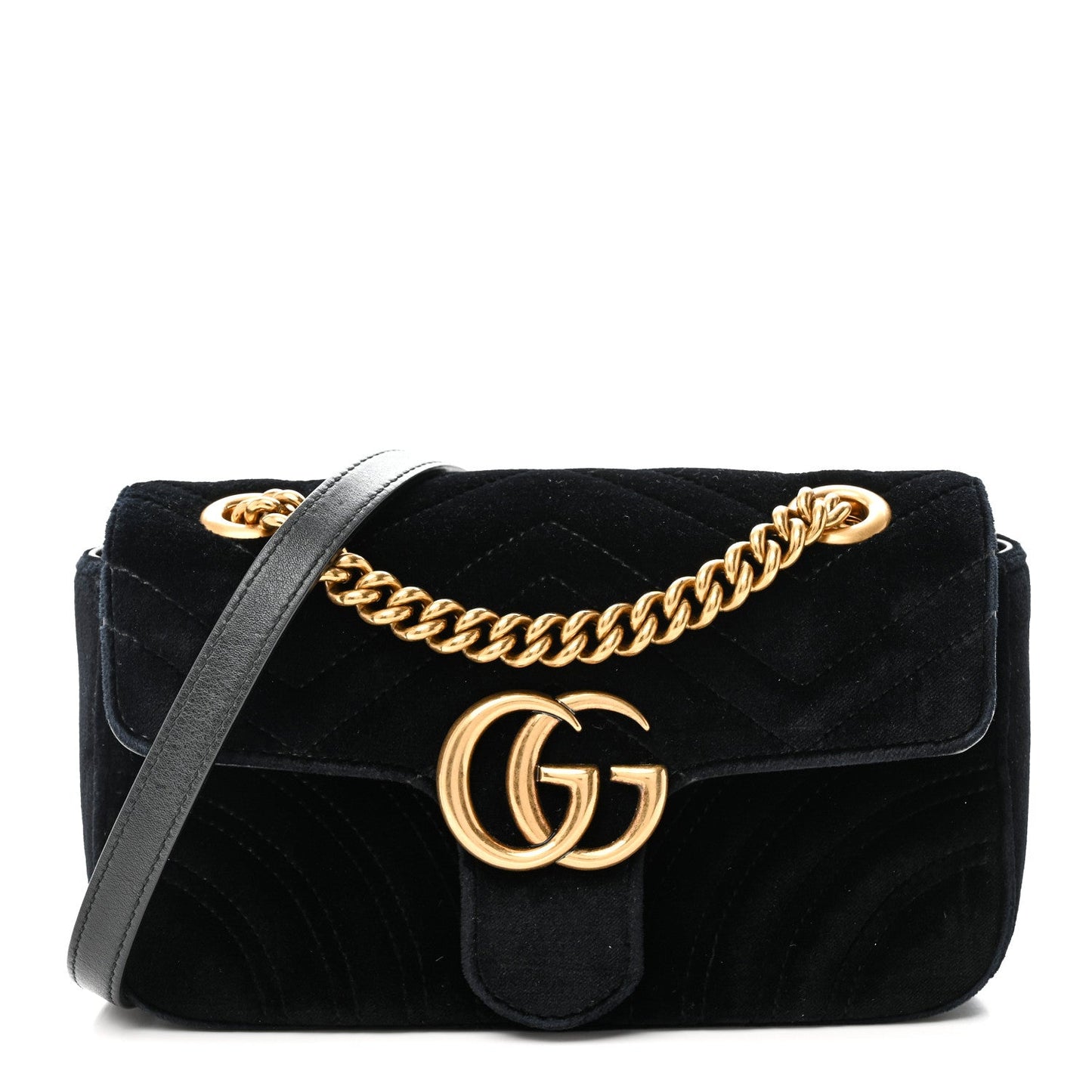 Velvet Matelasse Mini GG Marmont Shoulder Bag Black