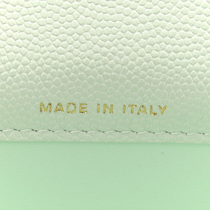 Caviar Quilted Retro Twist Top Handle Clutch Light Green