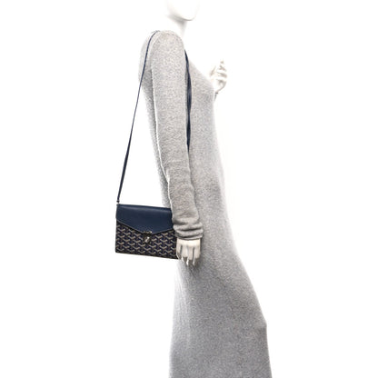 Goyardine Calfskin Chypre Wallet Pouch Navy