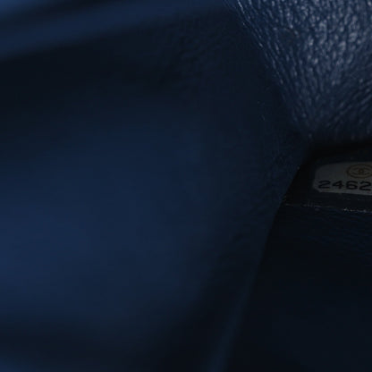 Caviar Quilted Medium Double Flap Navy