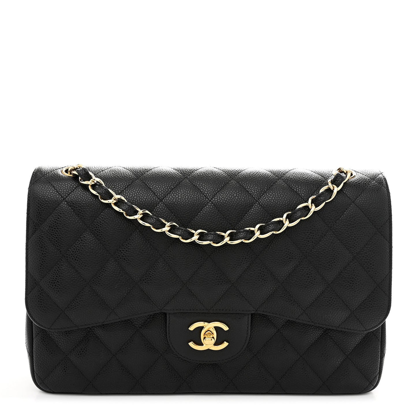 Caviar Quilted Jumbo Double Flap Black