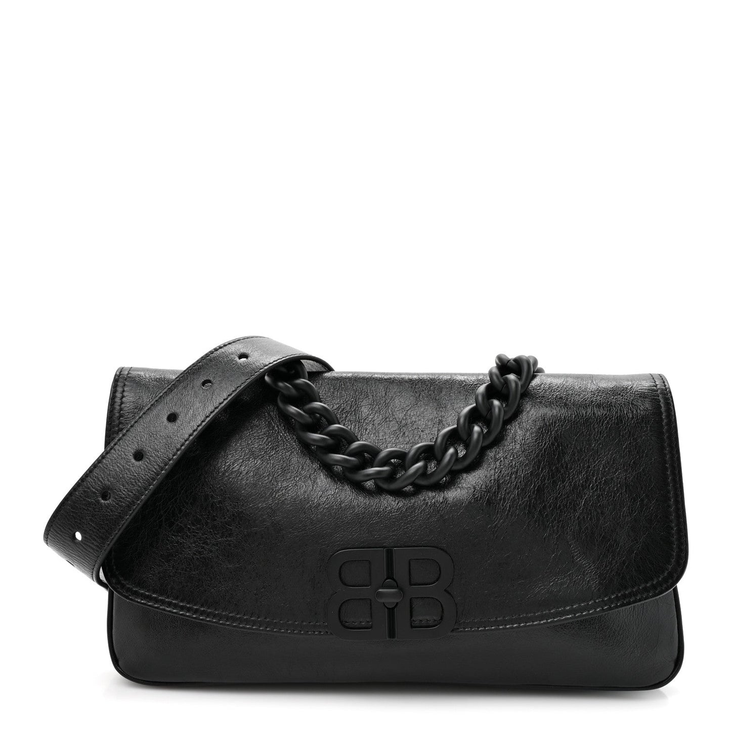 Calfskin Medium BB Soft Flap Bag Black