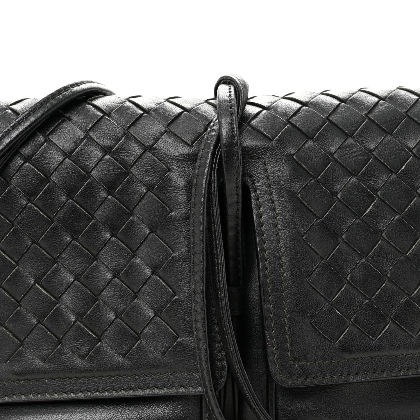 Nappa Intrecciato Small Double Pocket Flap Black