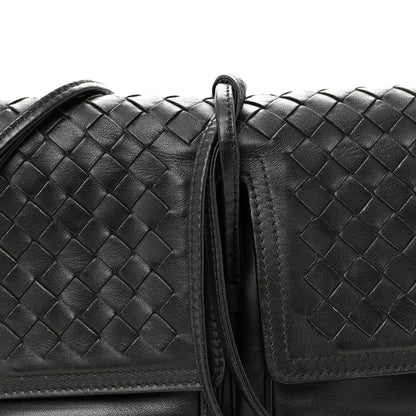 Nappa Intrecciato Small Double Pocket Flap Black
