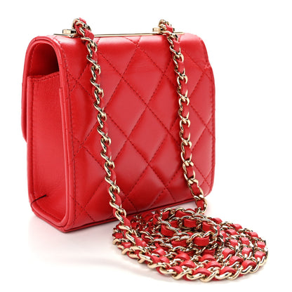 Lambskin Quilted Mini Trendy CC Chain Wallet Black