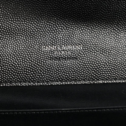 Grain De Poudre Matelasse Chevron Monogram Monochrome Envelope Clutch Black