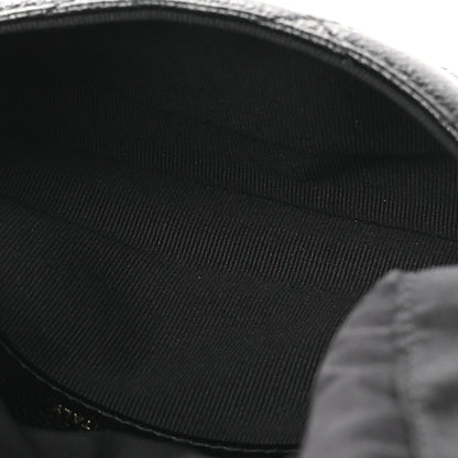 Caviar Fabric Foldable Tote Bag With Chain Black Multicolor