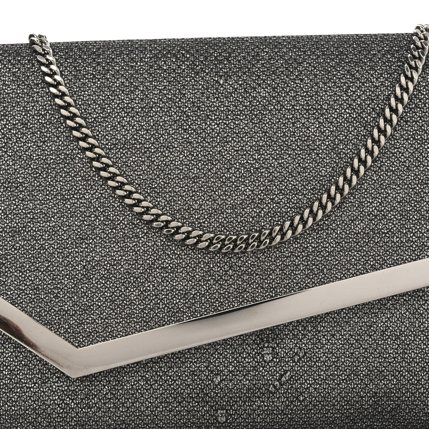 Glitter Fabric Erica Chain Clutch  Anthracite