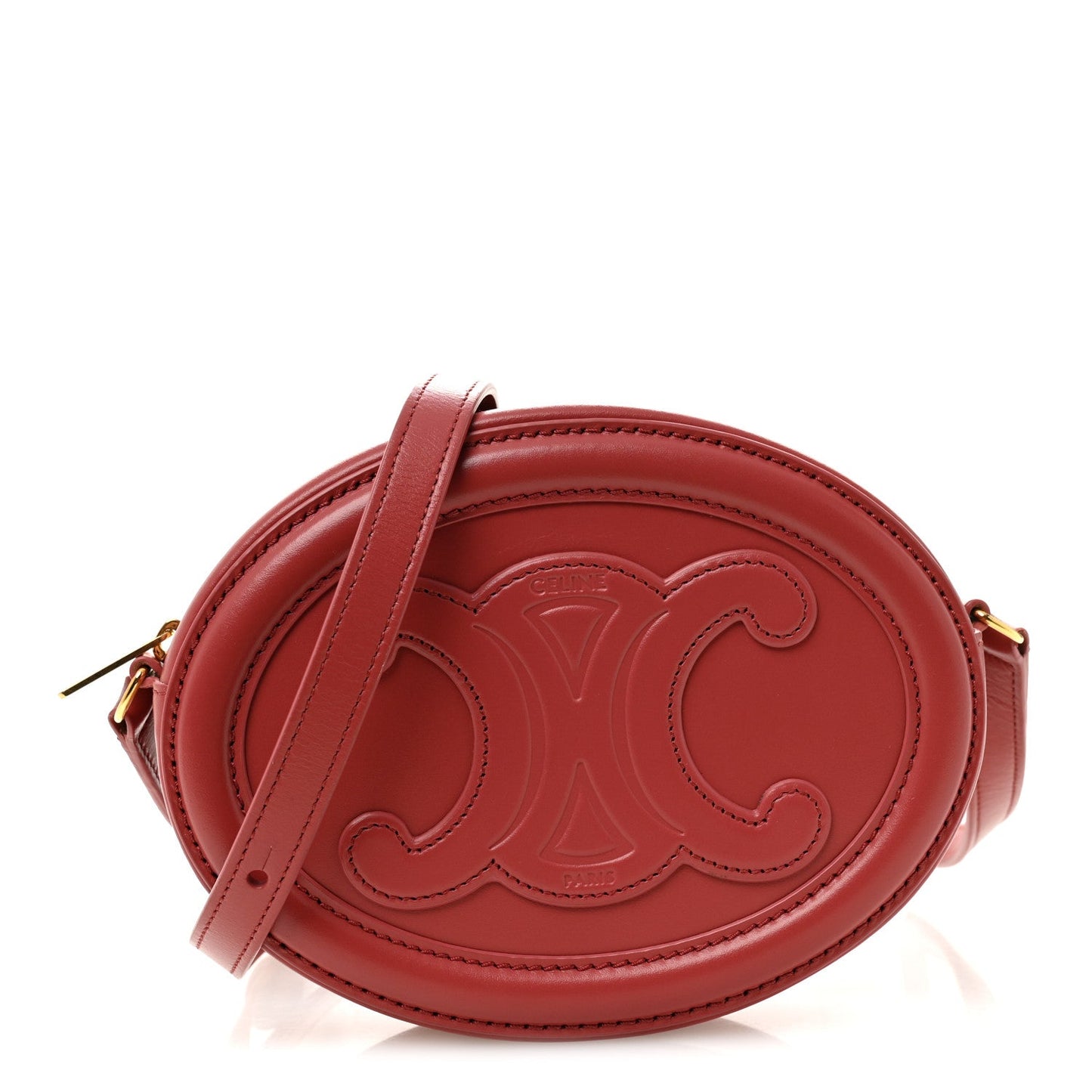 Smooth Calfskin Small Triomphe Oval Crossbody Purse Lipstick