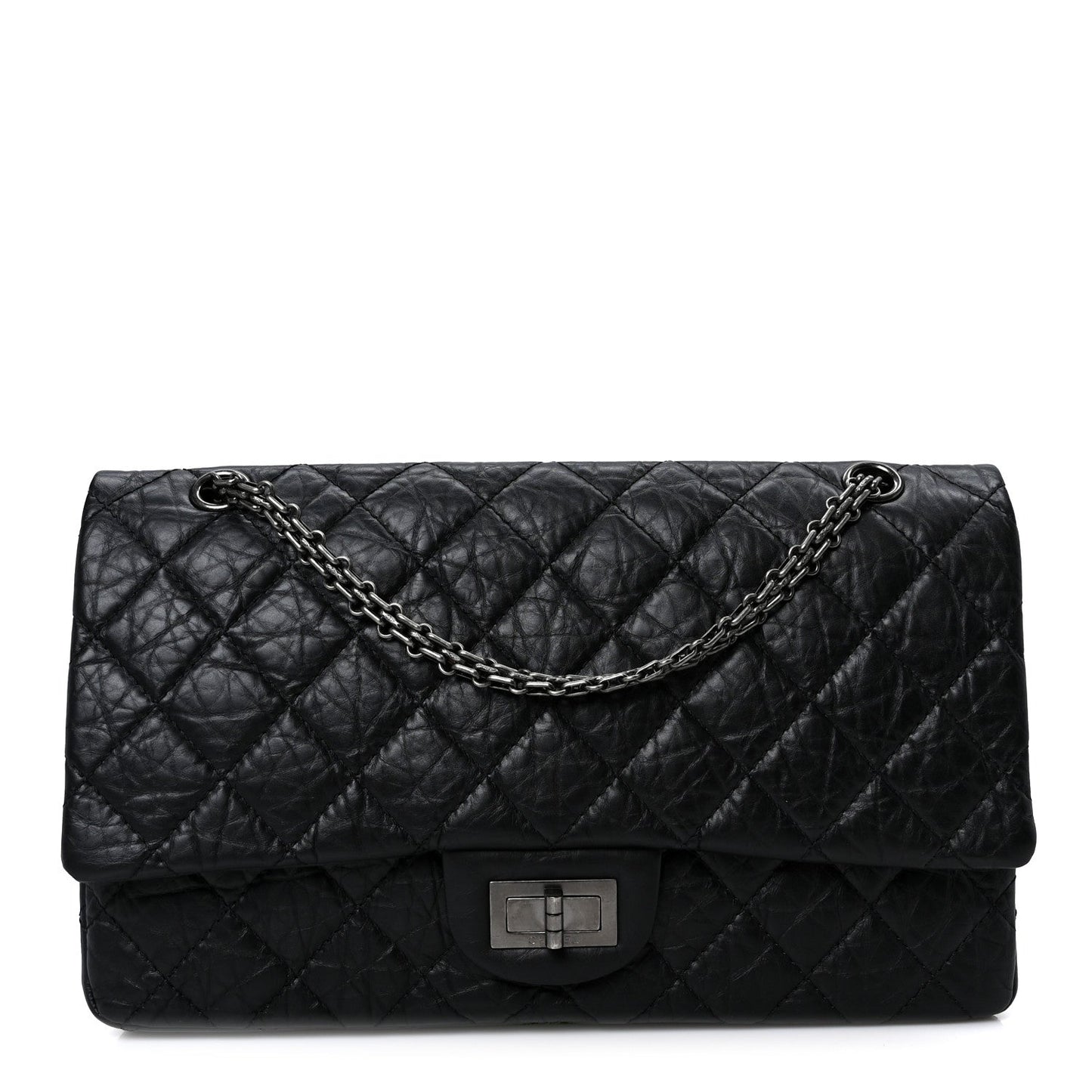 Aged Calfskin Quilted 2.55 Reissue 227 Flap Black