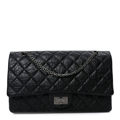 Aged Calfskin Quilted 2.55 Reissue 227 Flap Black