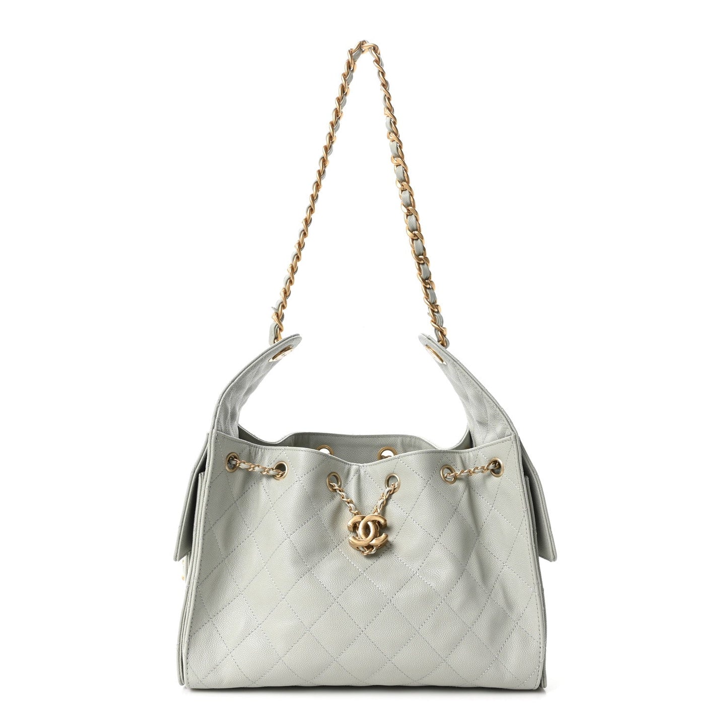 Caviar Quilted Small Chanel 25 Handbag Light Green