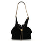 Suede Quilted Medium Chanel 25 Handbag Black