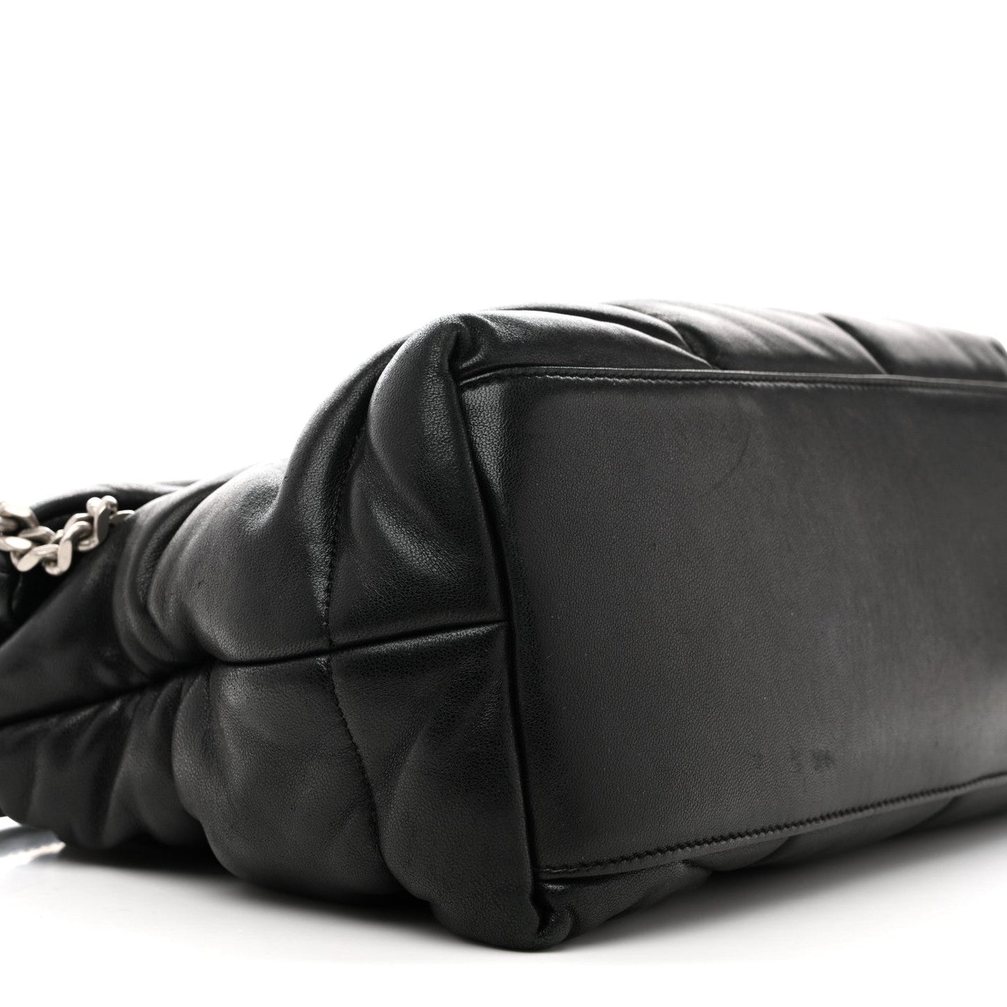 Lambskin Quilted Medium Loulou Puffer Monogram Chain Satchel Black