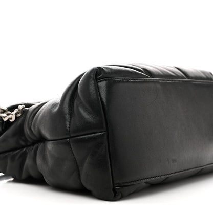 Lambskin Quilted Medium Loulou Puffer Monogram Chain Satchel Black