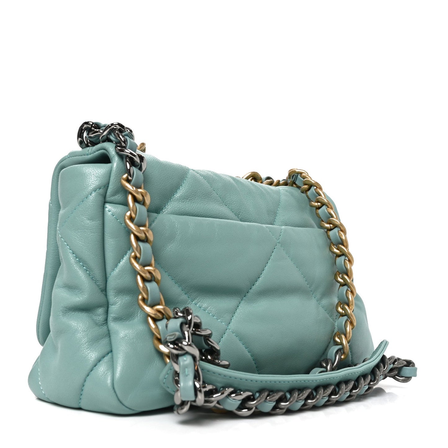 Goatskin Quilted Medium Chanel 19 Flap Light Blue