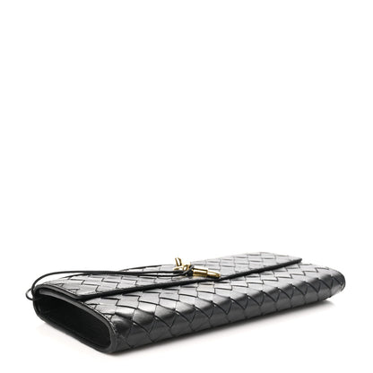 Nappa Intrecciato Long Andiamo Top Handle Clutch Black