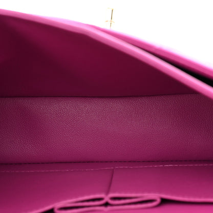 Lambskin Quilted Small Double Flap Purple