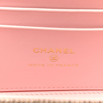 Caviar Quilted Top Handle Vanity With Chain Light Pink
