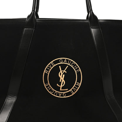 Linen Calfskin Rive Gauche Tote Black