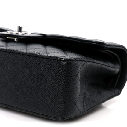 Caviar Quilted Small Double Flap Black