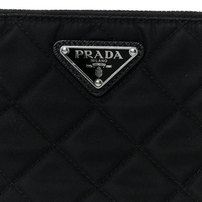 Nylon Tessuto Impuntu Quilted Crossbody Bag Black