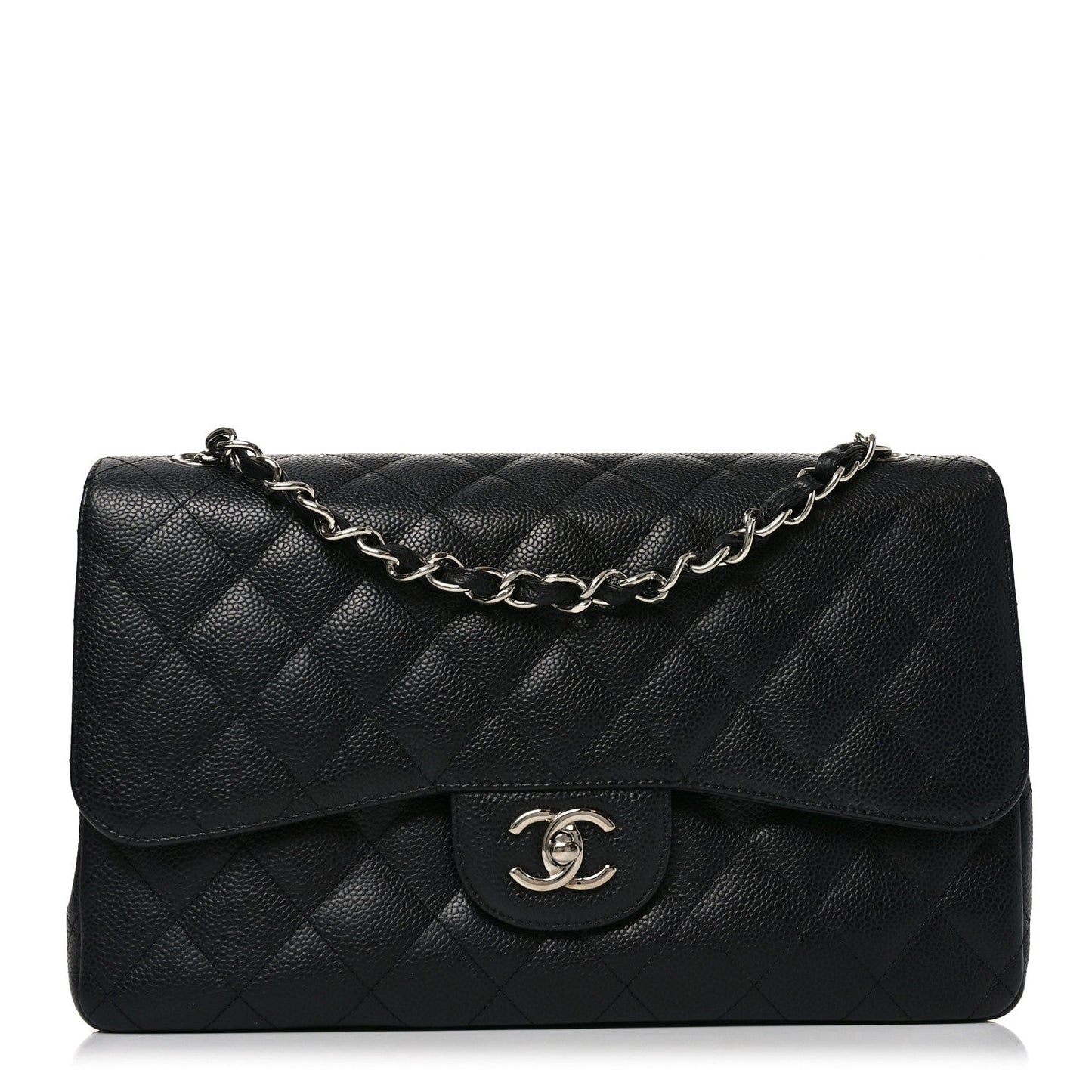 Caviar Quilted Jumbo Double Flap Black