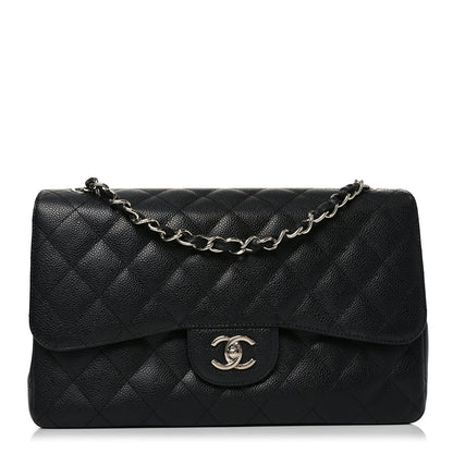 Caviar Quilted Jumbo Double Flap Black