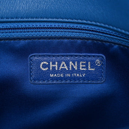 Lambskin Quilted Medium CC Crossing Flap Blue