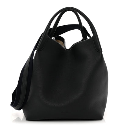 Grained Calfskin Large Bale Bag Navy Blue