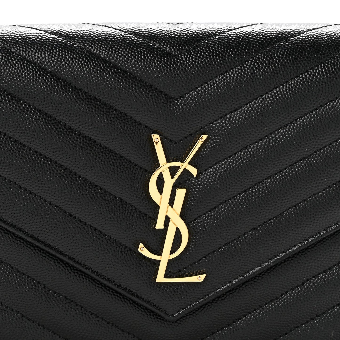 Grain De Poudre Matelasse Chevron Monogram Envelope Clutch Black