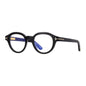Tom Ford Eyeglasses Round Full Rim, Shiny Black Frame and Clear/Blue-Light Block Lenses Lens FT6037-B001