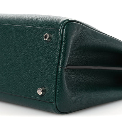 Grainy Calfskin Medium Zumi Top Handle Bag Vintage Green