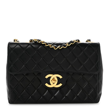 Lambskin Quilted XL Jumbo Single Flap Black
