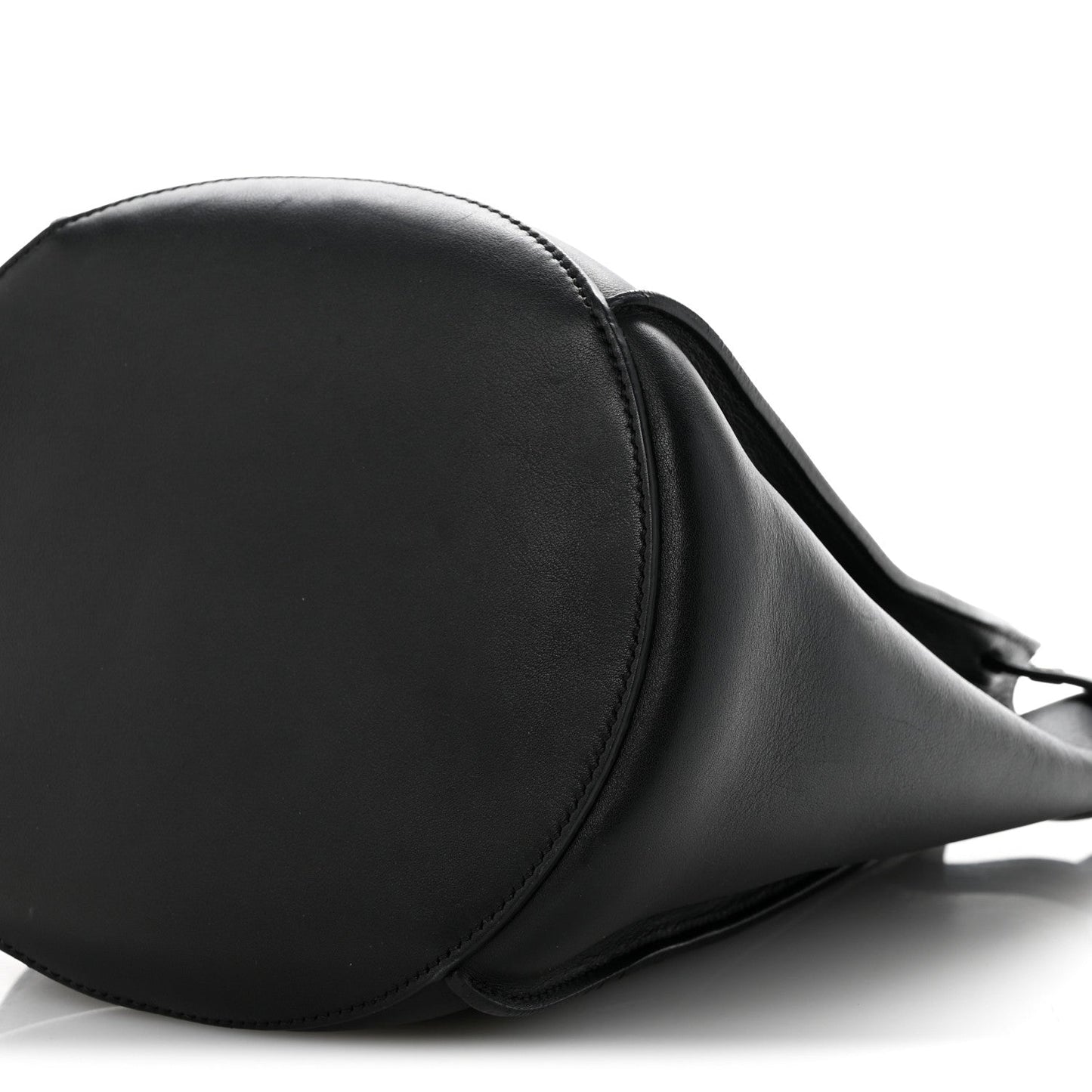 Supple Grained Calfskin Long Strap Big Bag Bucket Black