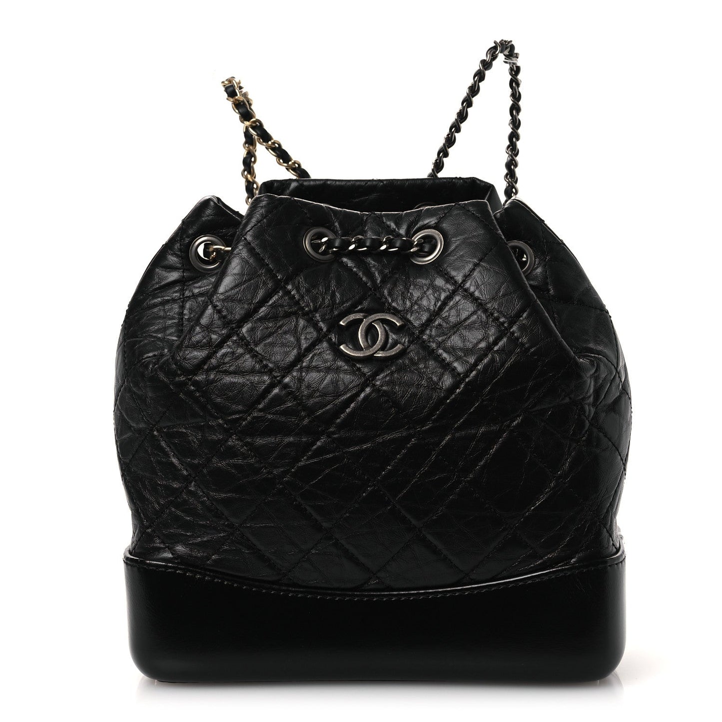 Aged Calfskin Quilted Small Gabrielle Backpack Black