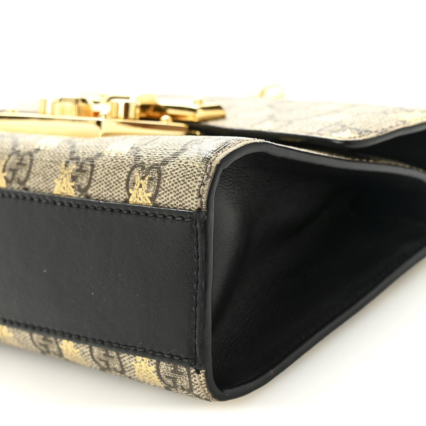 GG Supreme Monogram Bees Small Padlock Shoulder Bag Black