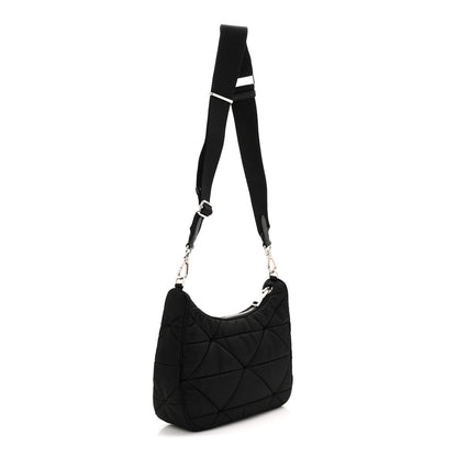 Re-Nylon Triangle Padded Patchwork Shoulder Bag Black