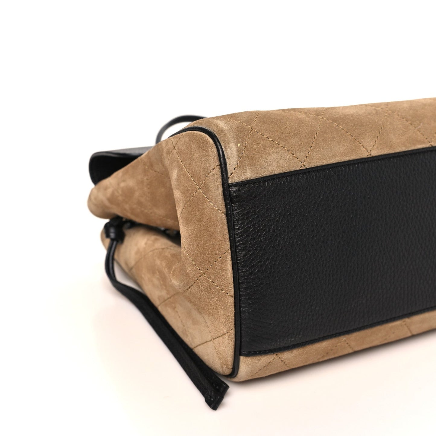 Grained Calfskin Suede Urban Essentials Shopping Bag Dark Beige Black