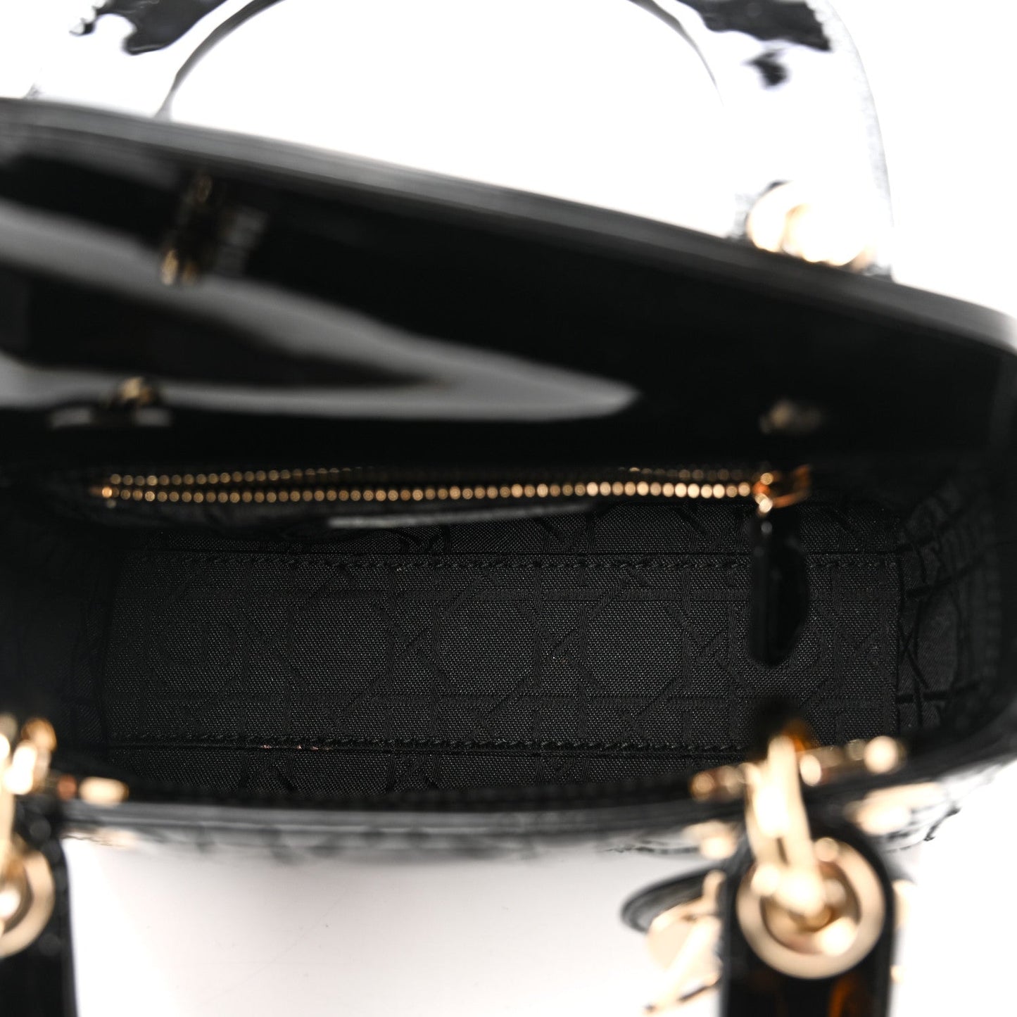 Patent Cannage Mini Lady Dior Black