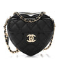 Lambskin Quilted CC In Love Heart Clutch With Chain Black