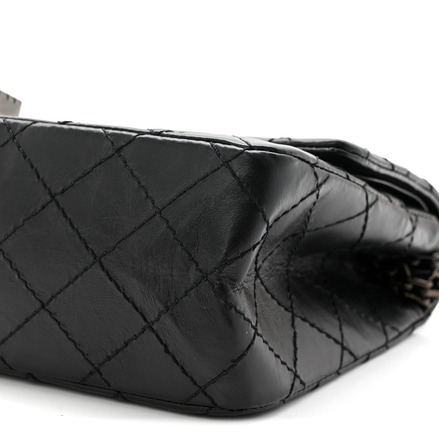 Aged Calfskin Quilted 2.55 Reissue 225 Flap So Black